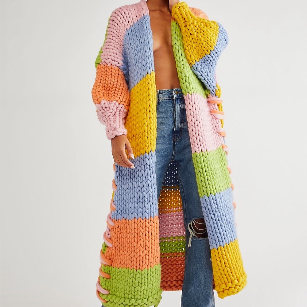 NWT Free People Groovy Knit Maxi Cardi